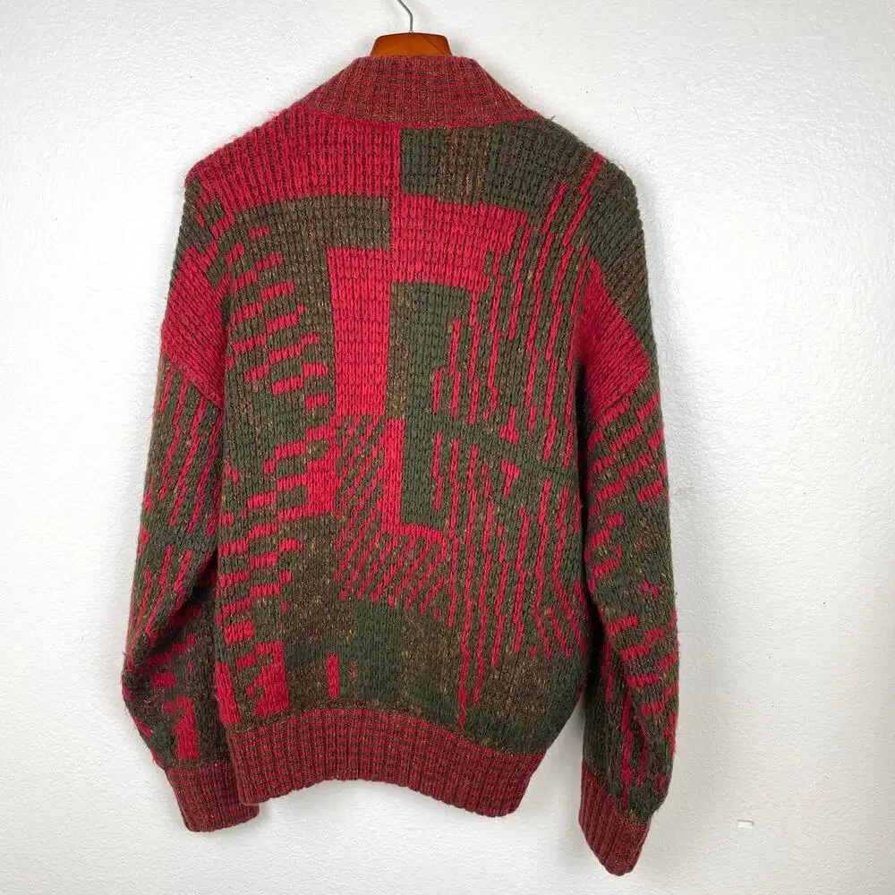 Vintage‎ Cardigan Sweater Mens Sz M Italy Alpaca Wool Grunge Chunky Thick Cabin